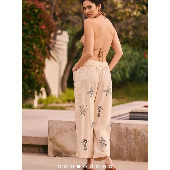 Anthropologie Sea Life Embroidered Pants Size Medium - Picture 8 of 8